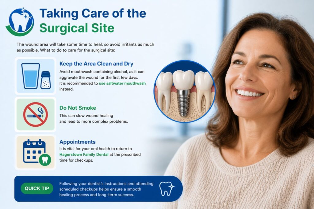 taking care of the surgical site